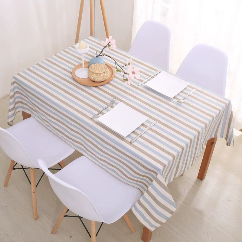 现代简约纯棉格子桌布布艺田园棉麻餐桌布茶几防水长方形书桌台布 - 缩略图3