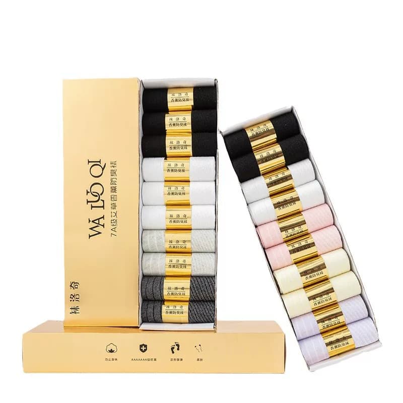 【8双礼盒装】7A艾草香薰袜抗菌防臭袜男女款春秋抑菌夏季短筒袜 - 缩略图4