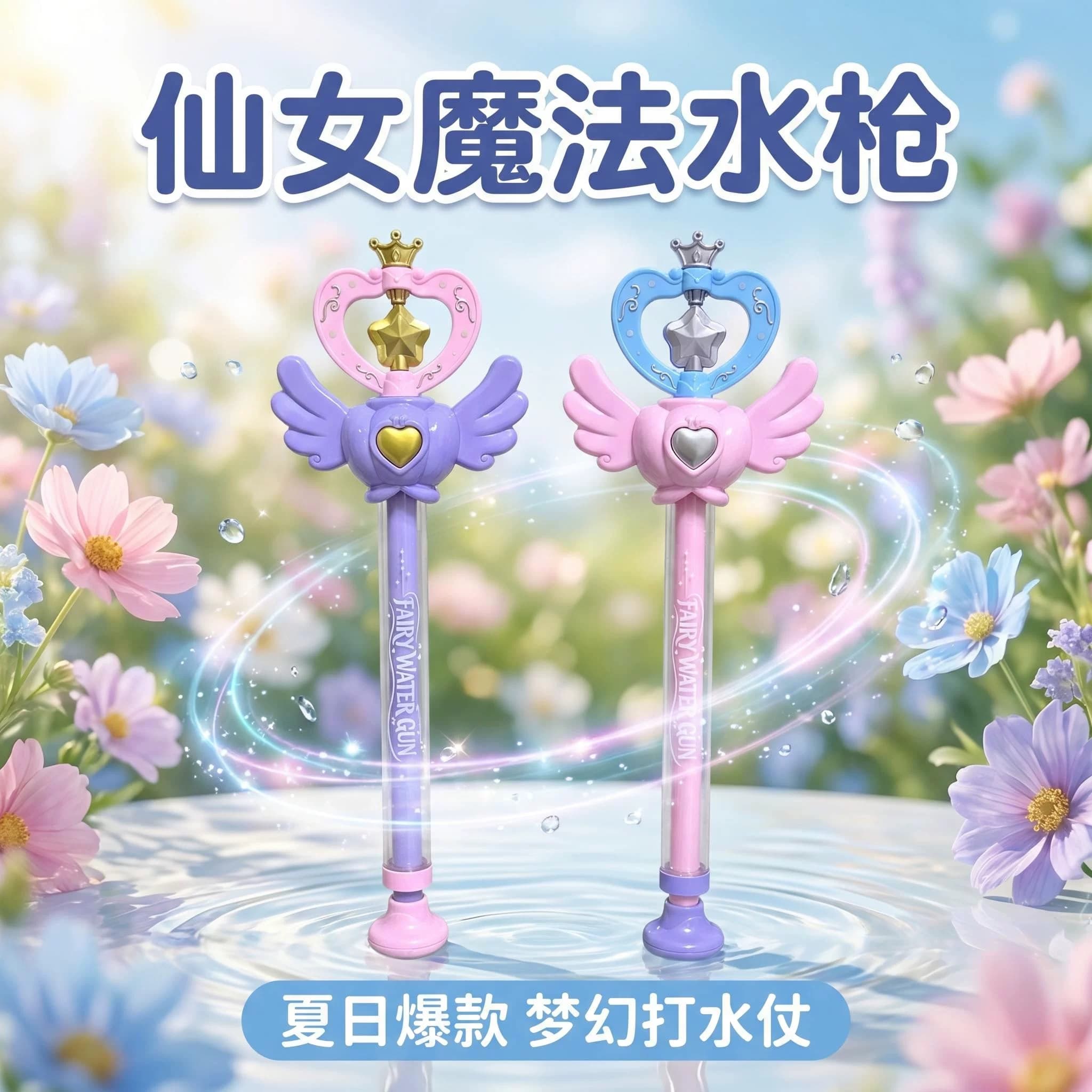 元气甜美风仙女魔法棒水枪儿童户外戏水玩具爱心翅膀造型 - 缩略图2
