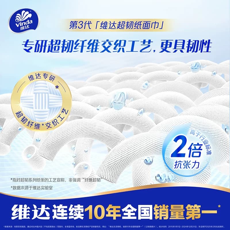 维达抽纸超韧纸巾3层100抽大包家用实惠装面巾纸擦手纸卫生纸1包 - 缩略图3