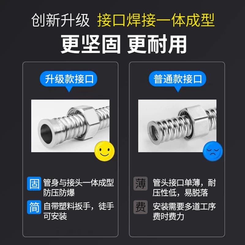 加厚4分软管波纹管304不锈钢热水器马桶进出水管冷热高压防爆金属 - 缩略图2