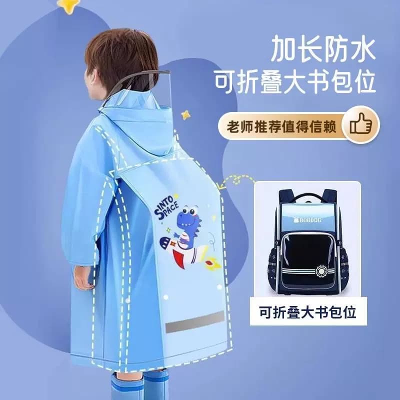 雨衣儿童女孩男童全身防水幼儿园小学生上学专用带书包位雨披暴雨 - 缩略图2