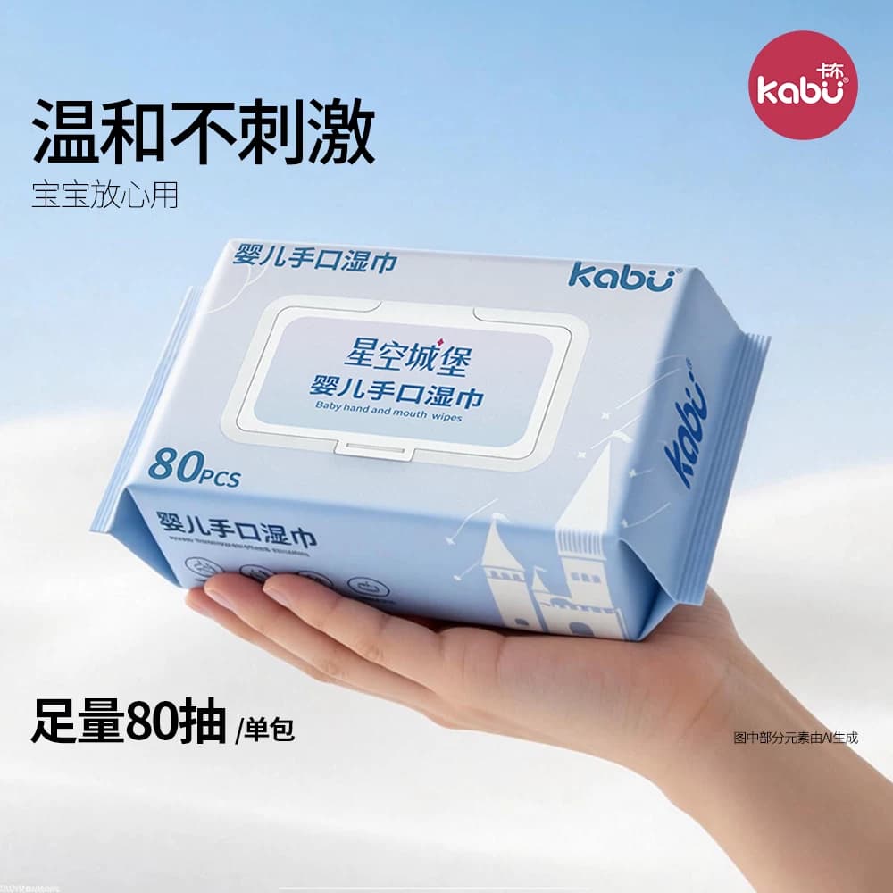 卡布星空城堡新生婴儿手口屁专用湿巾宝宝幼儿家用大小包便携国货 - 缩略图5