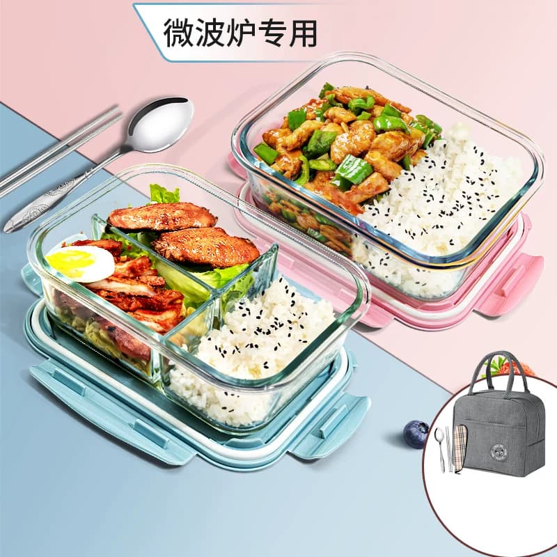 玻璃饭盒可微波炉加热专用的上班族带饭餐盒套装便当碗保温耐高温 - 缩略图2