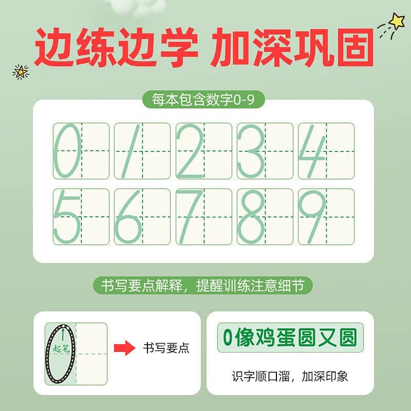 点阵数字练字帖儿童控笔训练幼儿园字帖拼音描红本幼小衔接写字帖幼儿一年级入门中班大班练习3岁4岁宝宝练字本贴书写基础专项页数 - 缩略图3