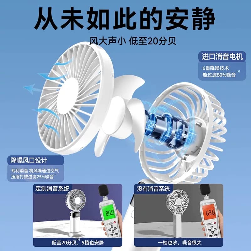 【2026新款】手持小风扇便携式随身小型迷你充电款超静音办公室桌上小电扇usb电风扇桌面学生宿舍挂脖手拿握 - 缩略图5