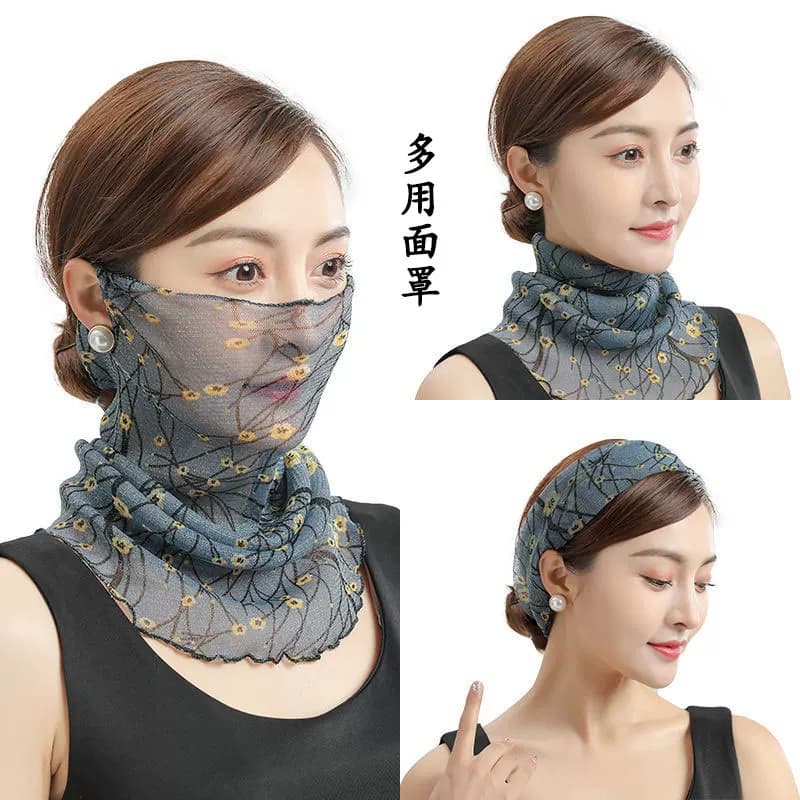 防晒面罩面巾女骑行围巾脖套防紫外线遮脸罩面纱围脖护颈秋冬季 - 缩略图2