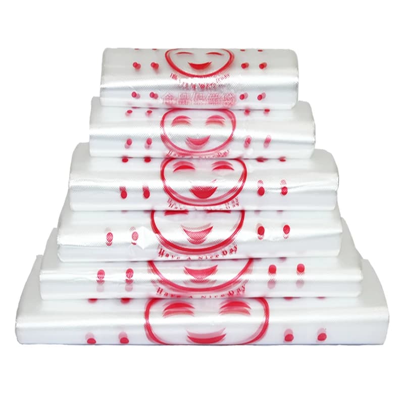 笑脸白色袋子透明外卖食品袋打包方便袋手提包装塑料袋食品级耐用 - 缩略图5