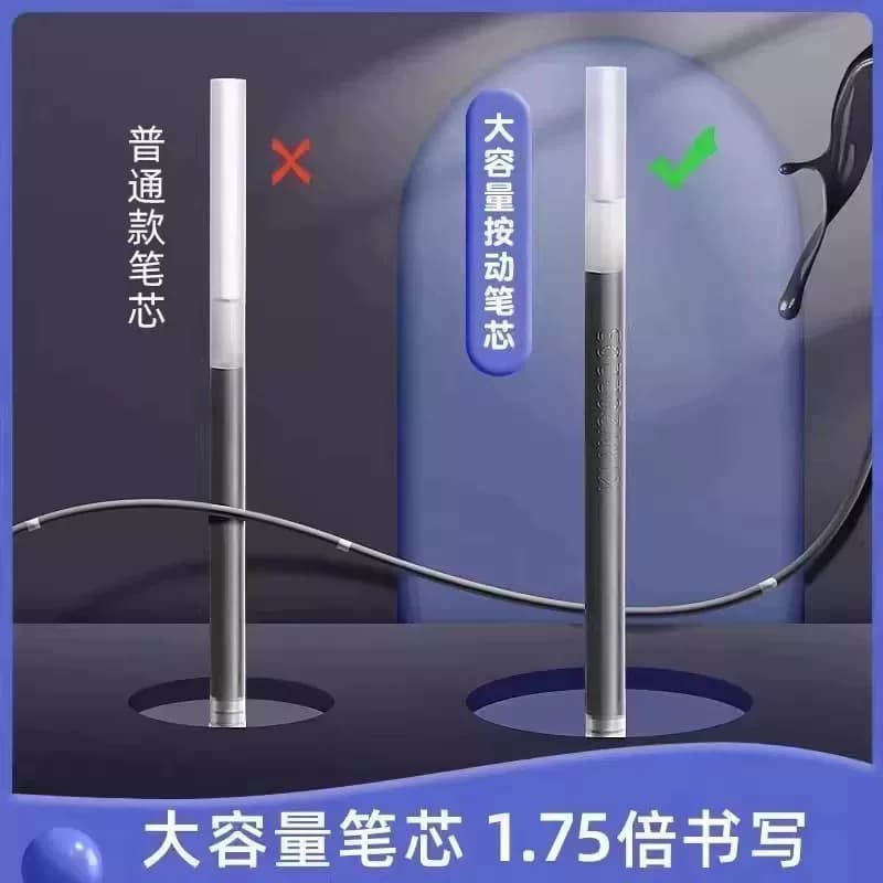 按动中性笔圆珠笔签字笔水笔学生用蓝笔商务办公考试专用刷题老师红笔笔芯医生处方笔K35顺滑速干用笔大容量 - 缩略图3