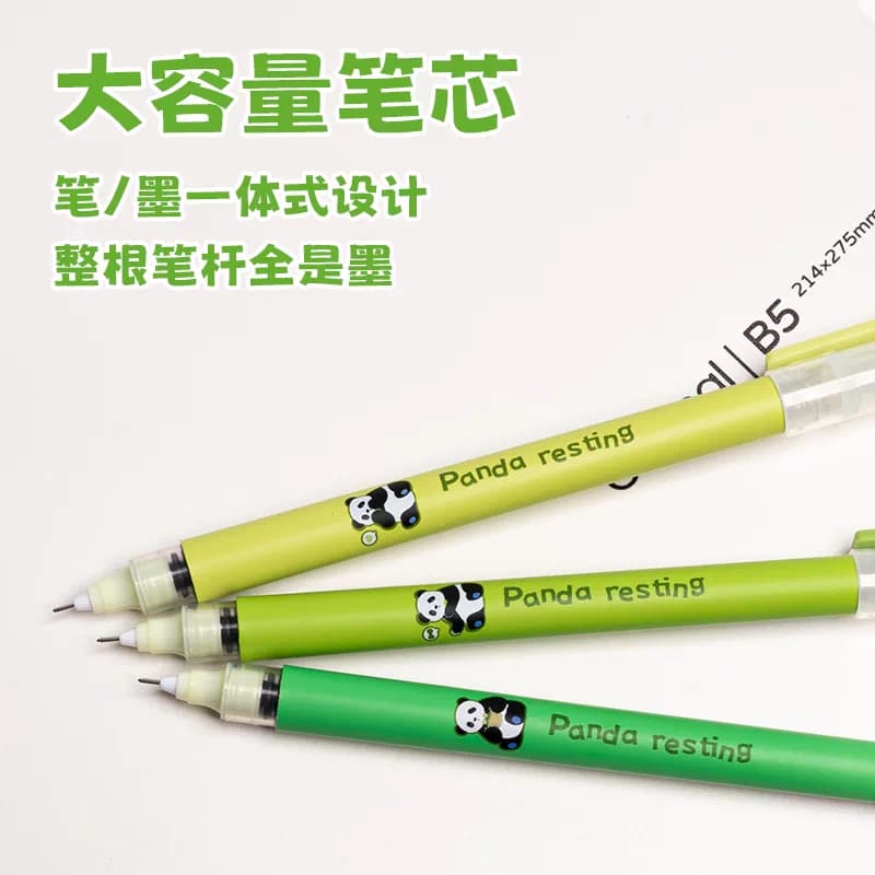 熊猫直液式速干走珠笔学生刷题笔考试专用中性笔卡皮巴拉卡通可爱高颜值0.5针管头水笔黑笔文具签字笔顺滑 - 缩略图3