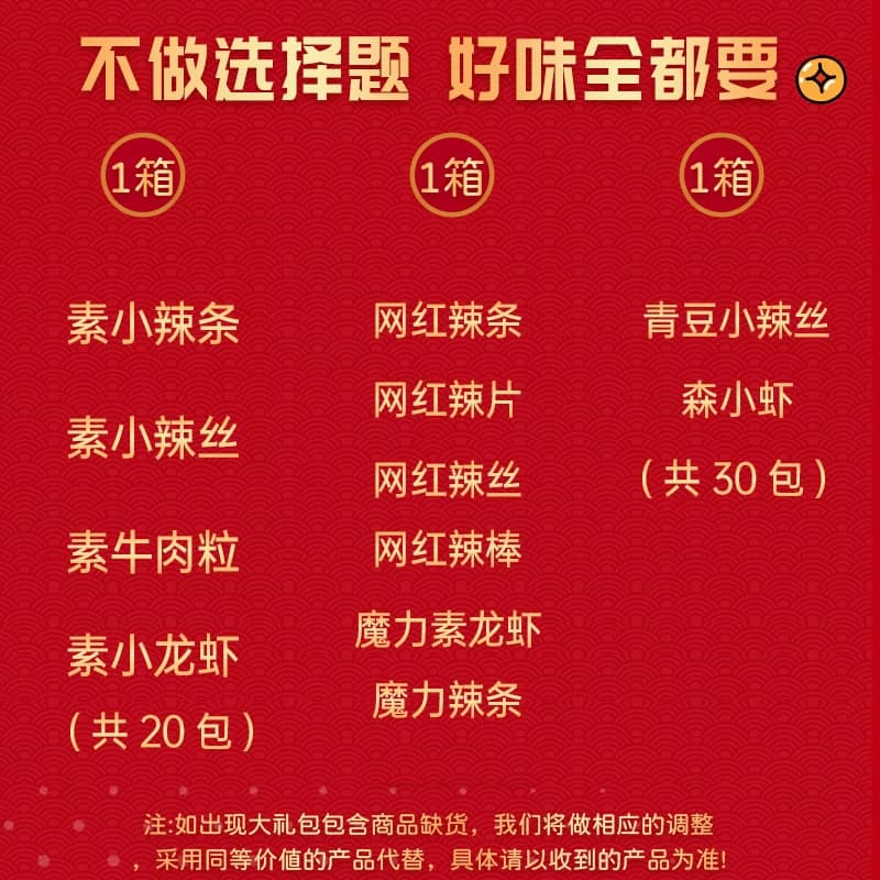 网红爆款小吃办公室解馋追剧零食大礼包辣条礼物素虾辣丝8090礼盒 - 缩略图2
