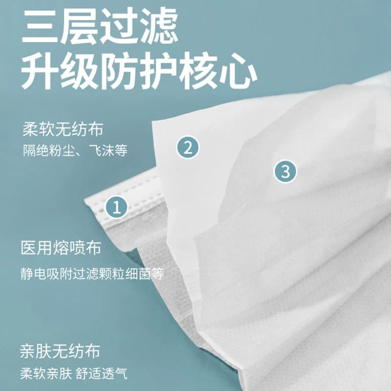 康明雅100只白色医用口罩一次性医疗口罩三层正品独立包装男女 - 缩略图2