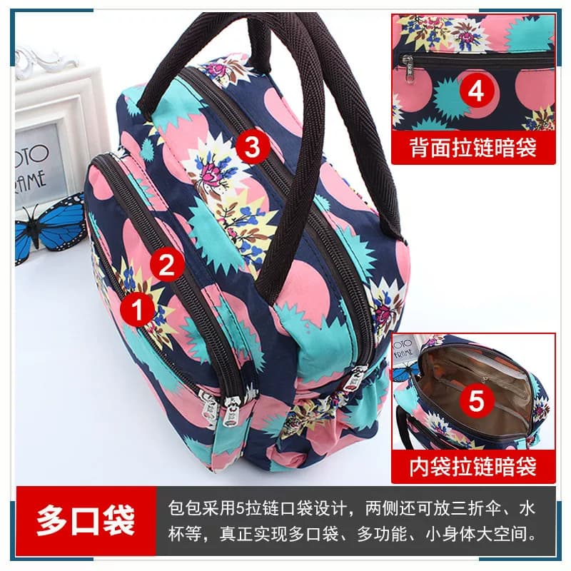 手提包饭盒袋女包防水妈妈中年上班小布包保温精致牛津布尼龙手拎 - 缩略图3