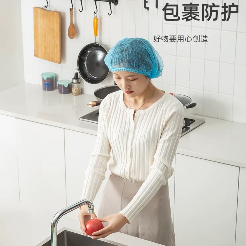 一次性帽子头套无纺布厨师帽防尘防油烟卫生食品帽餐饮网帽厨房帽 - 缩略图4