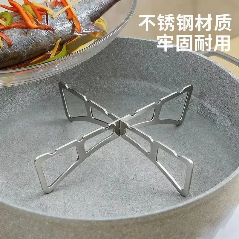 户外不锈钢十字蒸架露营家用厨房锅垫锅架蒸煮架露营便携野餐烧烤 - 缩略图3