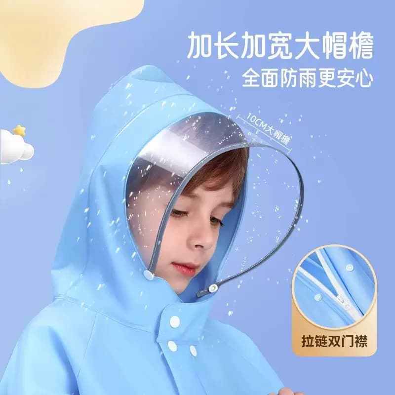 雨衣儿童女孩男童全身防水幼儿园小学生上学专用带书包位雨披暴雨 - 缩略图3