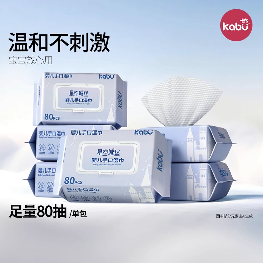 卡布星空城堡婴儿手口屁湿巾专用宝宝幼儿家用大小包便携国货清洁 - 缩略图5