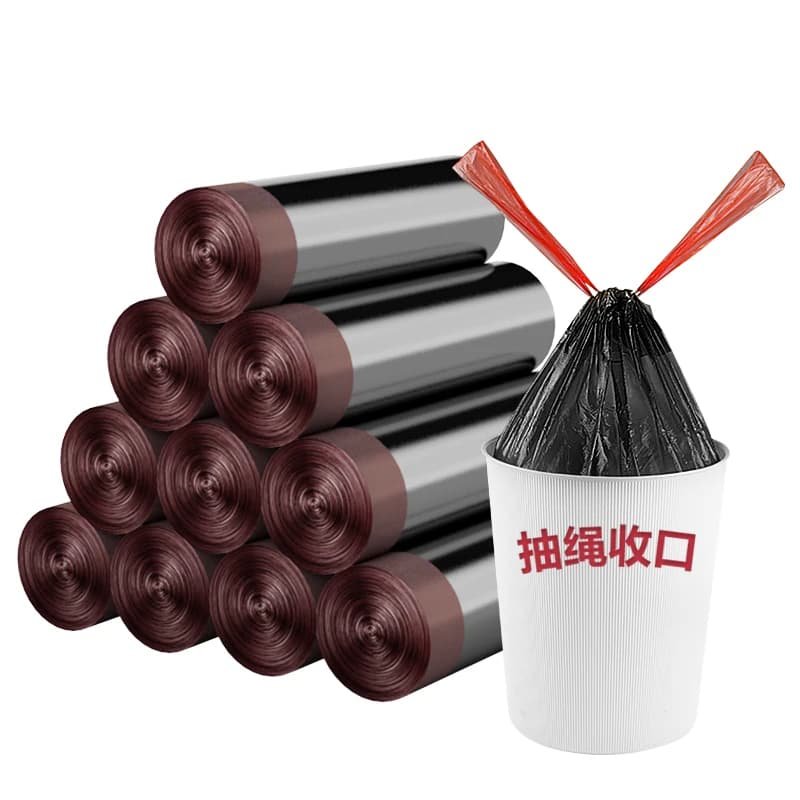 家用抽绳垃圾袋中号30只黑色 - 缩略图5