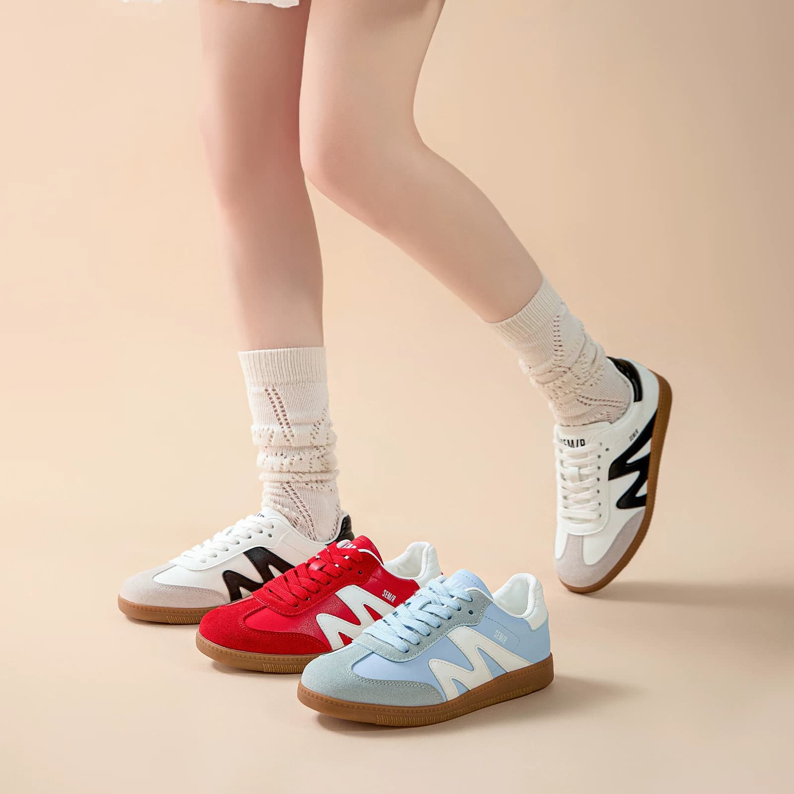 Semir女鞋德训鞋女2026夏季新款蓝色透气复古小白鞋百搭休闲板鞋 - 缩略图5