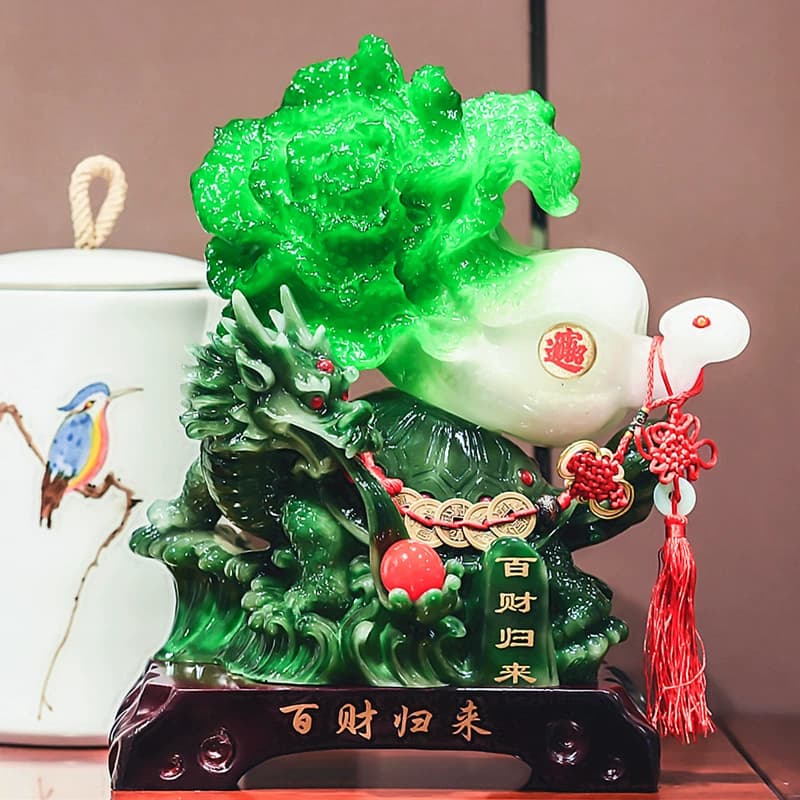 玉白菜摆件招财大号金蟾客厅玄关电视酒柜店铺工艺装饰品开业礼品 - 缩略图5