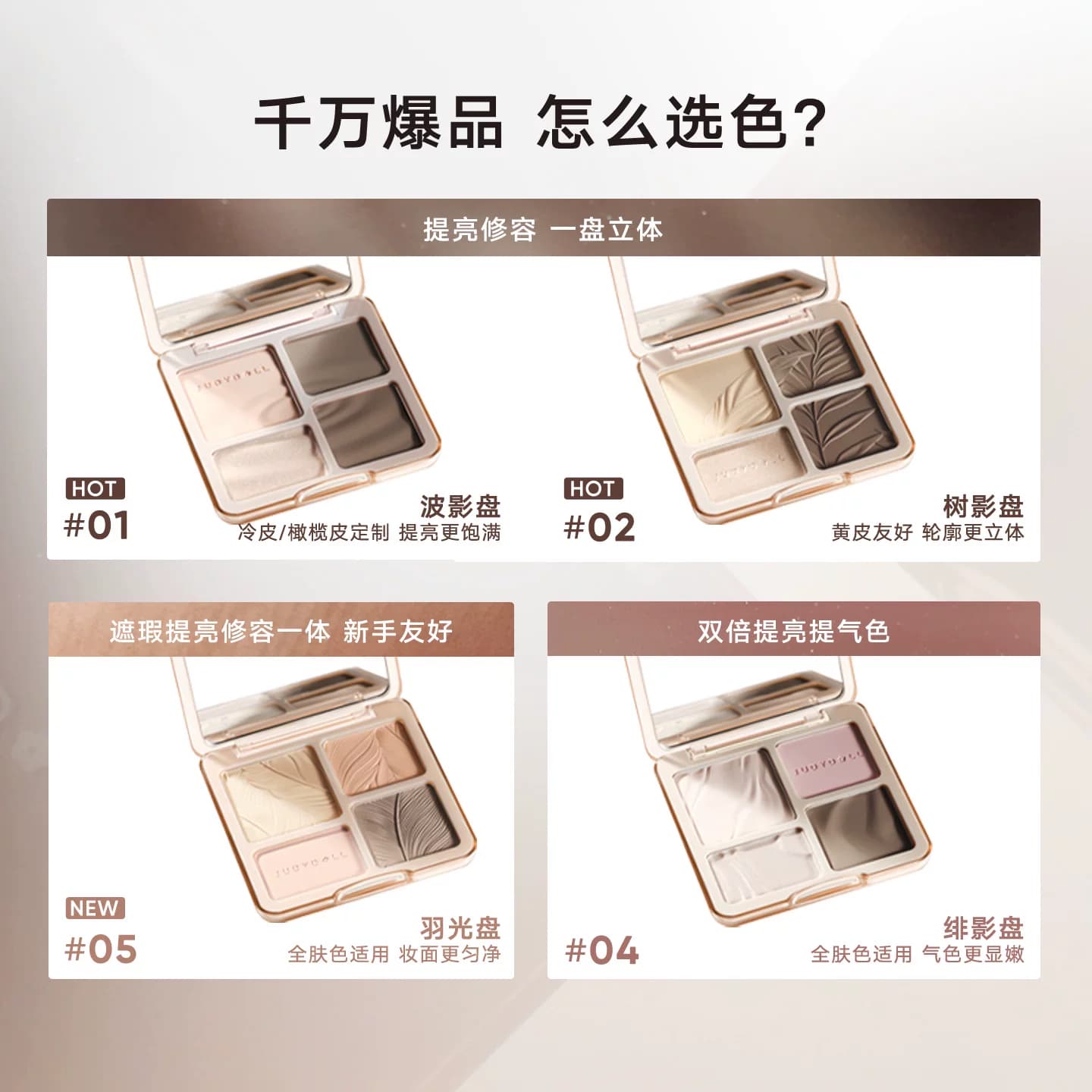 Judydoll橘朵高光修容盘阴影鼻影侧影哑光面部立体提亮一体盘新手 - 缩略图5