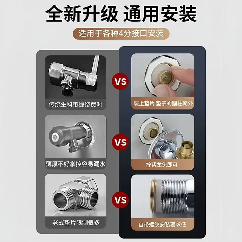 黄铜芯替代免生料带密封垫片角阀水龙头四分快速安装防漏硅胶垫圈 - 缩略图5