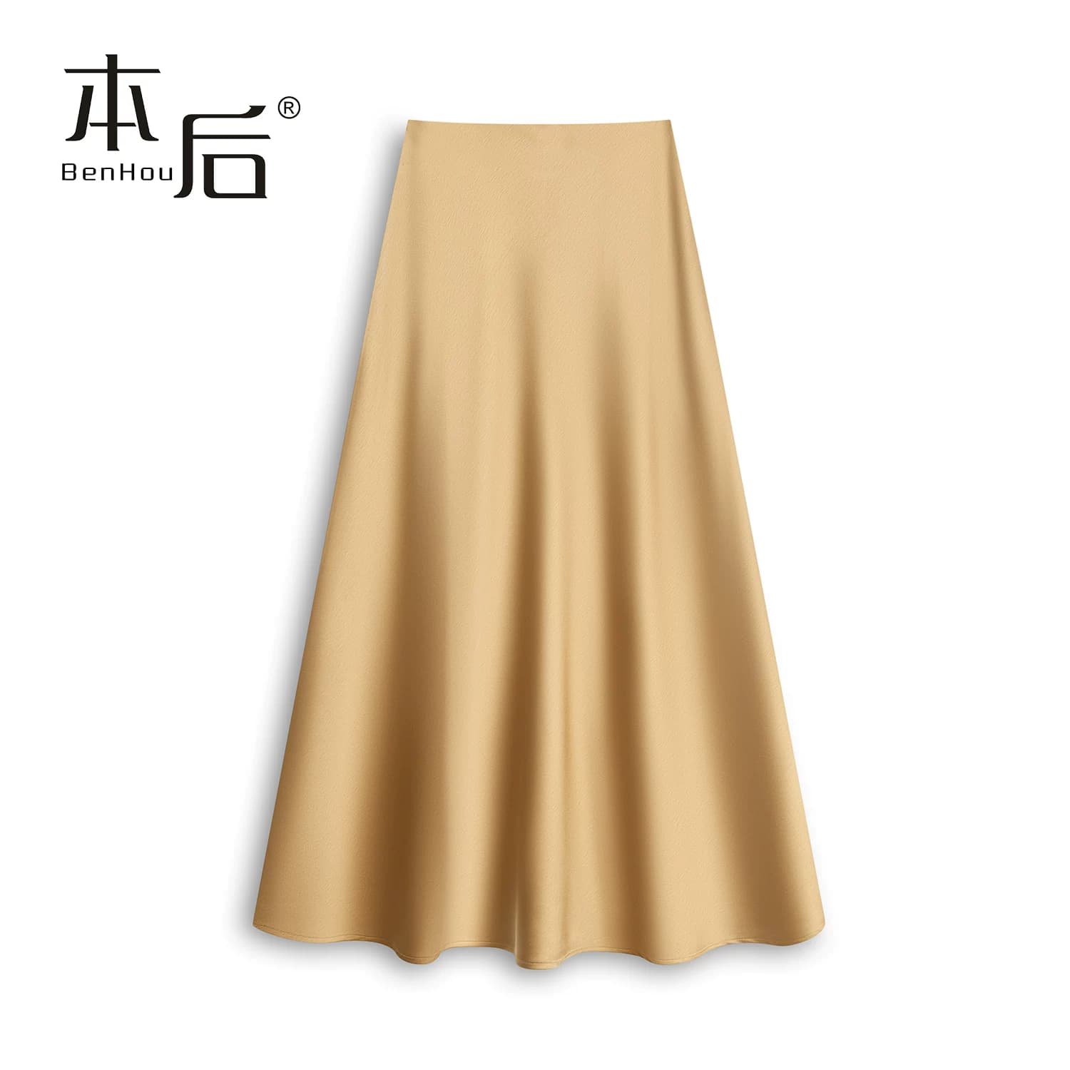 BenHou/本后 K2520 斜剪缎面a字半身裙女2026新款中长款春夏大摆 - 缩略图4