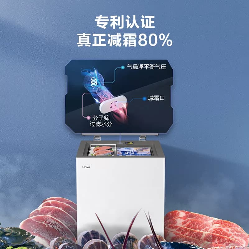 海尔100/142/200升冰柜商用小型家用冷冻冰箱减霜两用 - 缩略图2