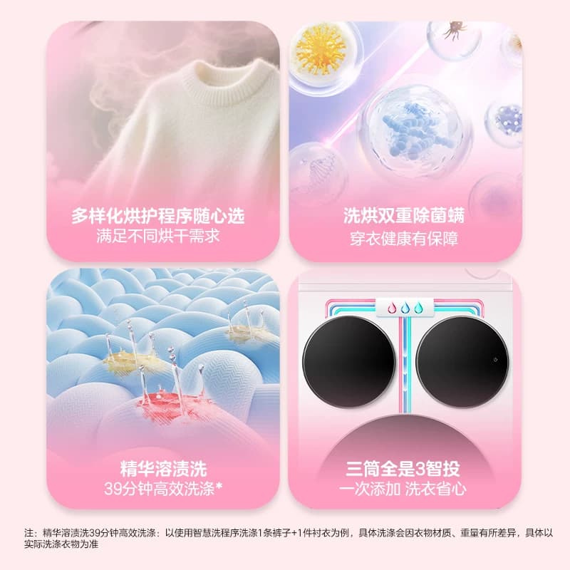 海尔出品统帅懒人三筒洗衣机双烘版全自动洗烘洗衣房套装ProMax - 缩略图2