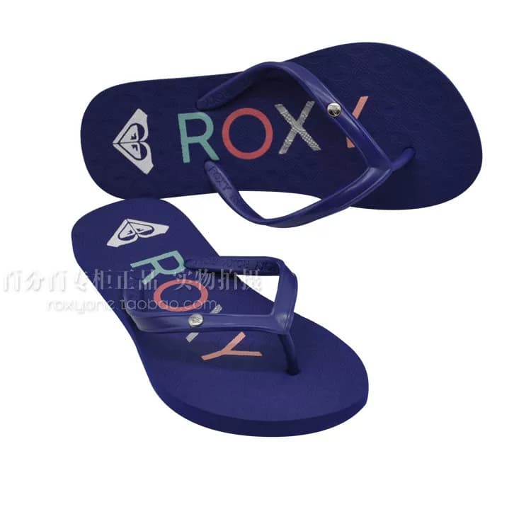 2026包邮新款ROXY橡胶夹角拖女童凉鞋防滑耐磨沙滩深蓝平底人字拖 - 缩略图3