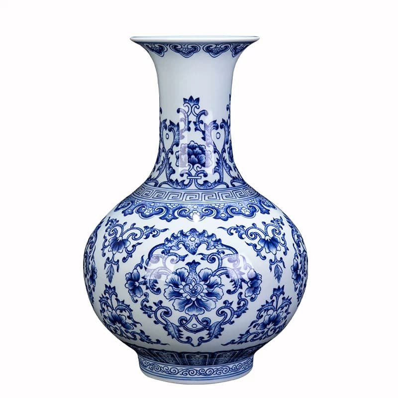 景德镇陶瓷青花瓷新中式花瓶客厅摆件仿古大号一对瓷器缠枝莲手绘 - 缩略图5
