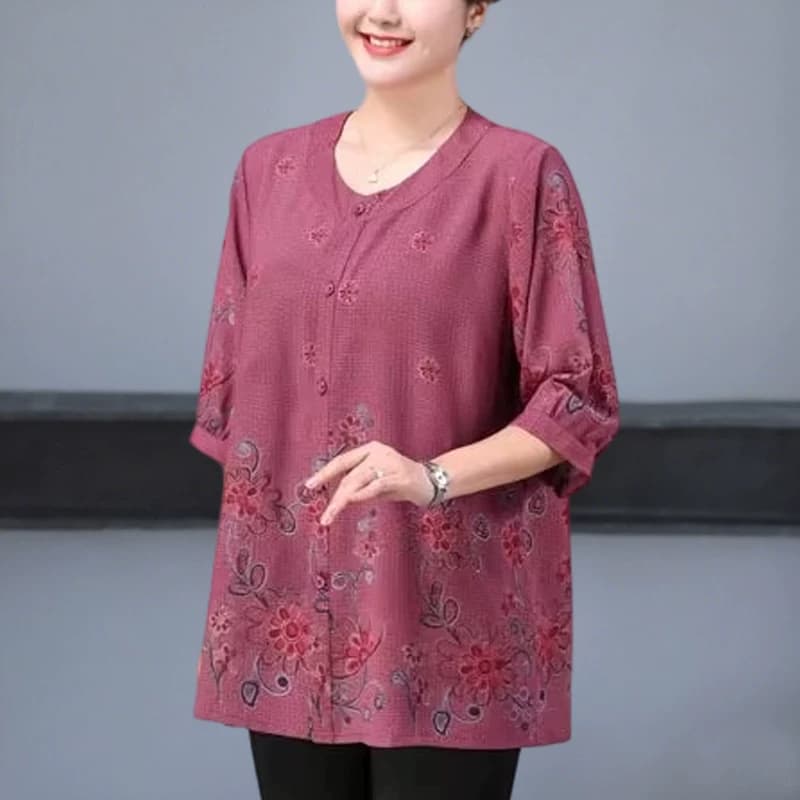 胖妈妈加肥加大码女装200斤中老年夏装衬衫上衣加肥加大洋气衣服 - 缩略图3