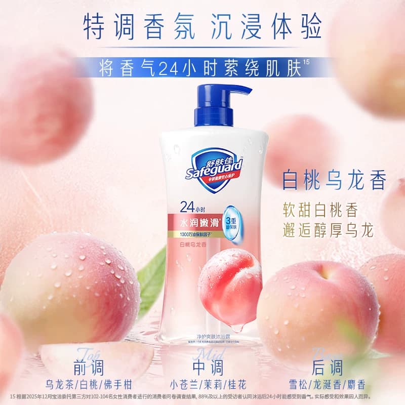 【全新上市】舒肤佳净护爽肤沐浴露白桃乌龙薄荷樱花持久留香乳液 - 缩略图4