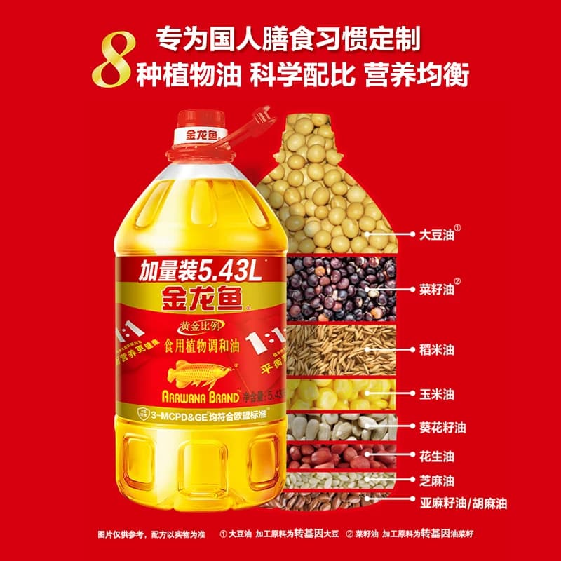 金龙鱼黄金比例食用调和油5.43L/桶 食用油 - 缩略图3