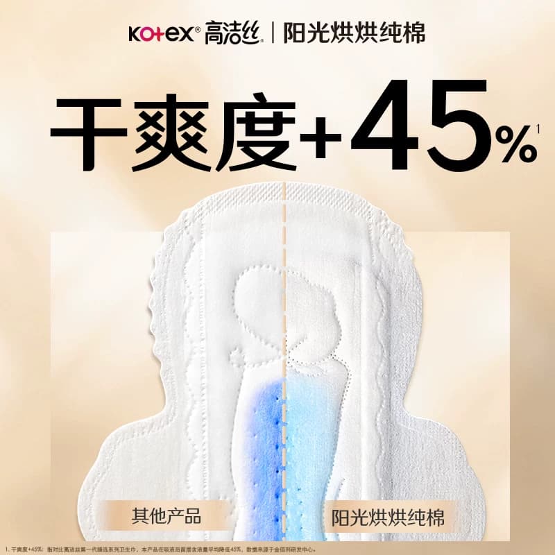 高洁丝阳光烘烘纯棉日用卫生巾240mm25片超薄柔软透气姨妈巾 - 缩略图2