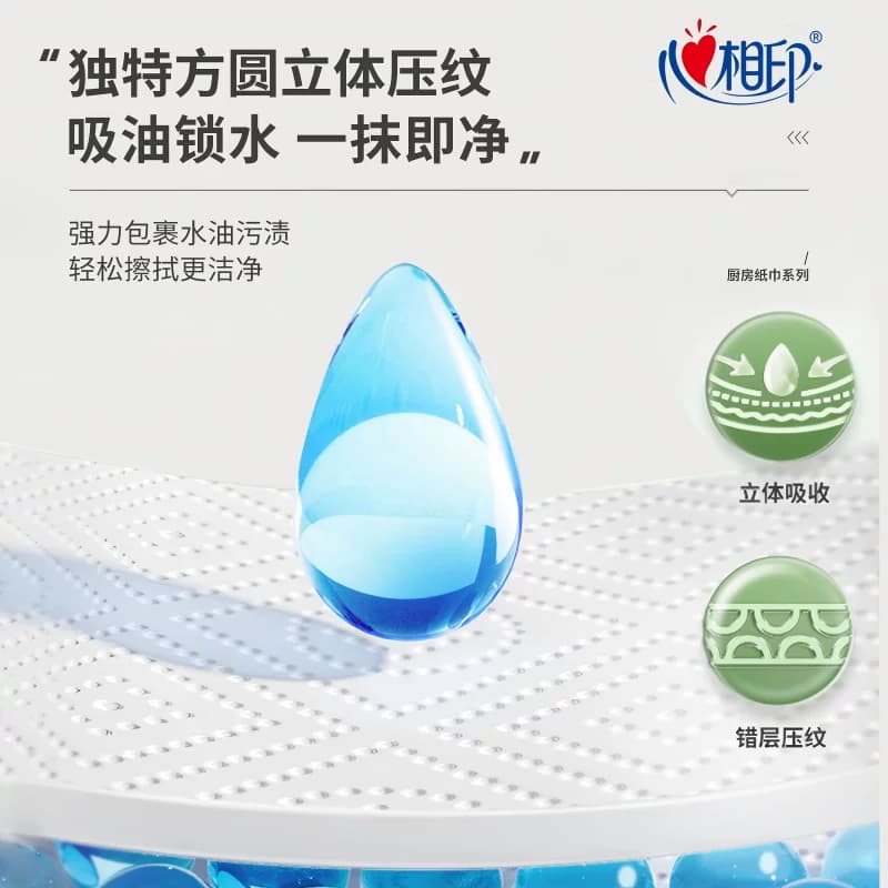 【下拉加购享优惠】心相印厨房卷纸2层75节2卷大张厨房专用吸油纸 - 缩略图3