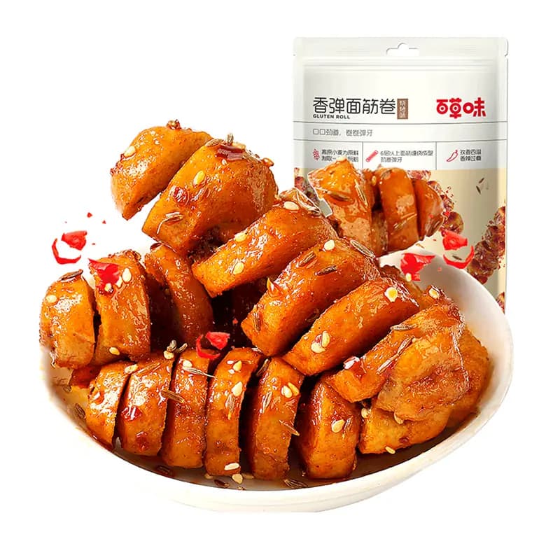 百草味香弹面筋卷135g*1烧烤味休闲零食卤味豆干即食夜宵小吃出游 - 缩略图2