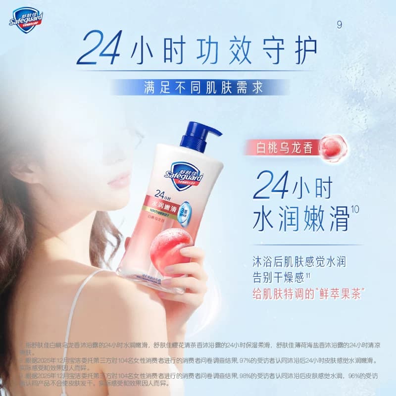 【全新上市】舒肤佳白桃乌龙樱花薄荷净护清凉爽肤沐浴露持久留香 - 缩略图2