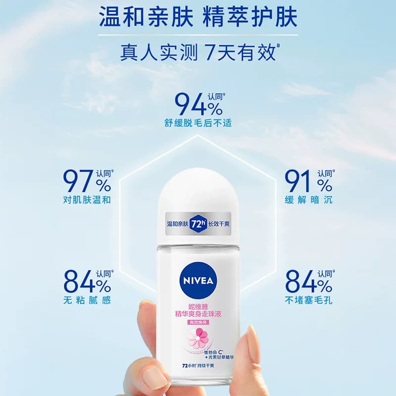【下拉享优惠】妮维雅精华爽身走珠液止汗露膏剂腋下除臭50ml*3 - 缩略图2