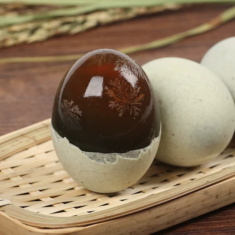 神丹松花皮蛋砂心实心溏心鸭皮蛋4枚无铅工艺即食凉拌非真空装 - 缩略图3