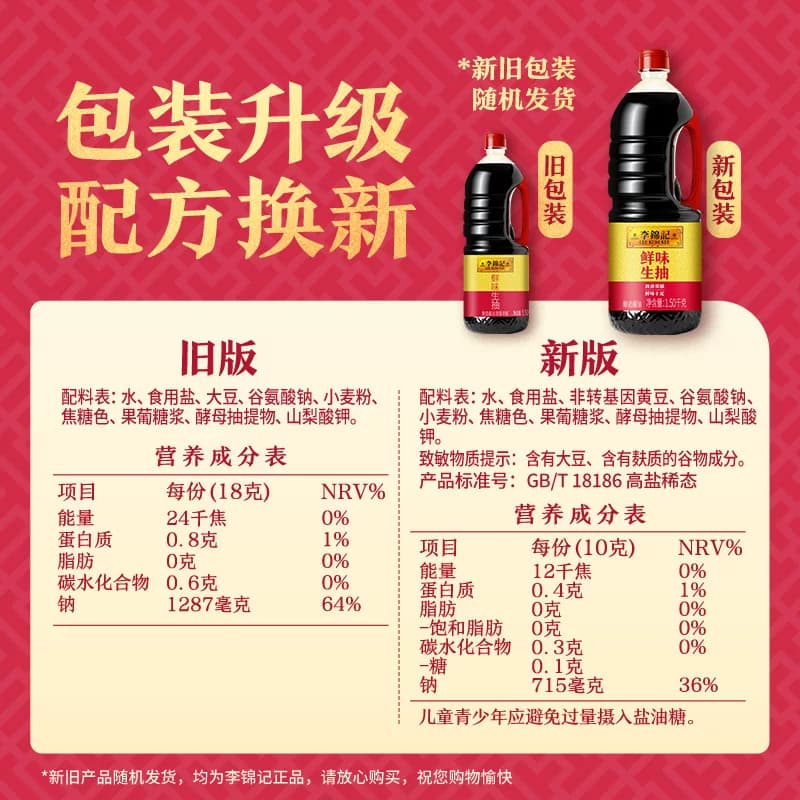 李锦记鲜味生抽酱油炒菜凉拌调味料家庭常备鲜味十足1.5kg - 缩略图5
