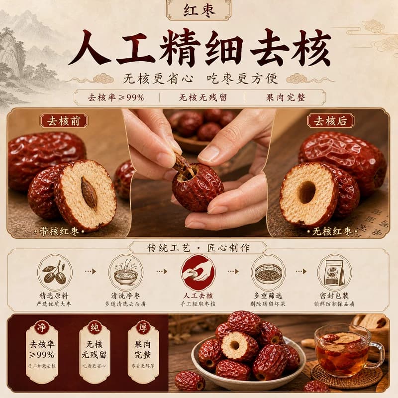 无核红枣新疆新产大果红枣特产优质去核大枣免洗即食干货泡水煲汤 - 缩略图3
