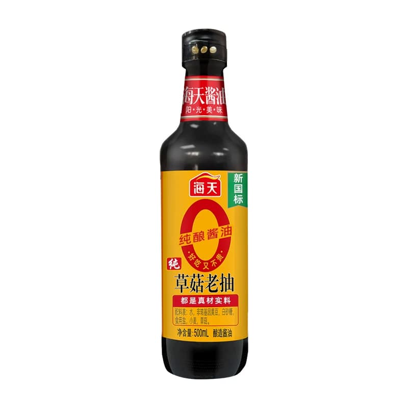 海天0添加纯草菇老抽500ml烧烤红烧上色黄豆酿造老抽酱油pet瓶 - 缩略图2