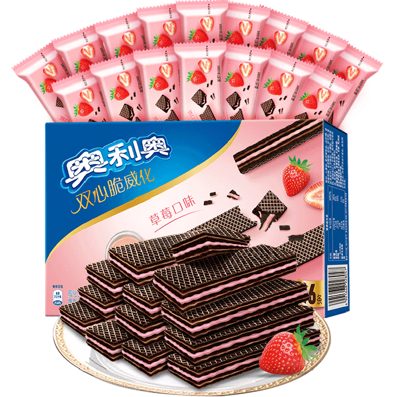 奥利奥双心脆可可威化饼干草莓口味网红小吃 - 缩略图5