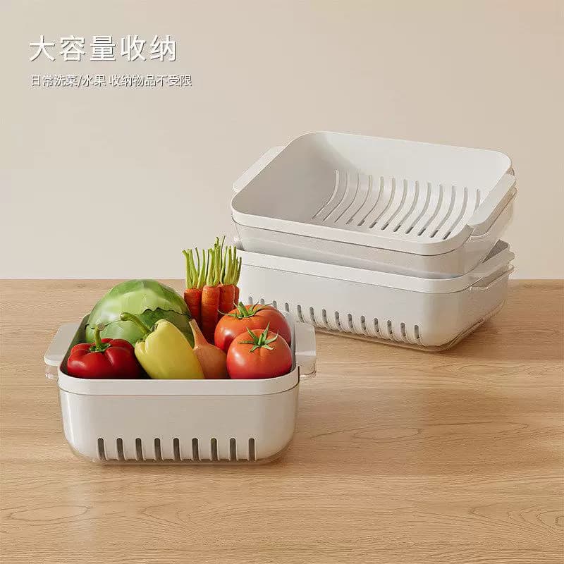 双层洗菜篮沥水篮家用洗大容量洗菜盆PET透明可分离滤水洗菜神器 - 缩略图3