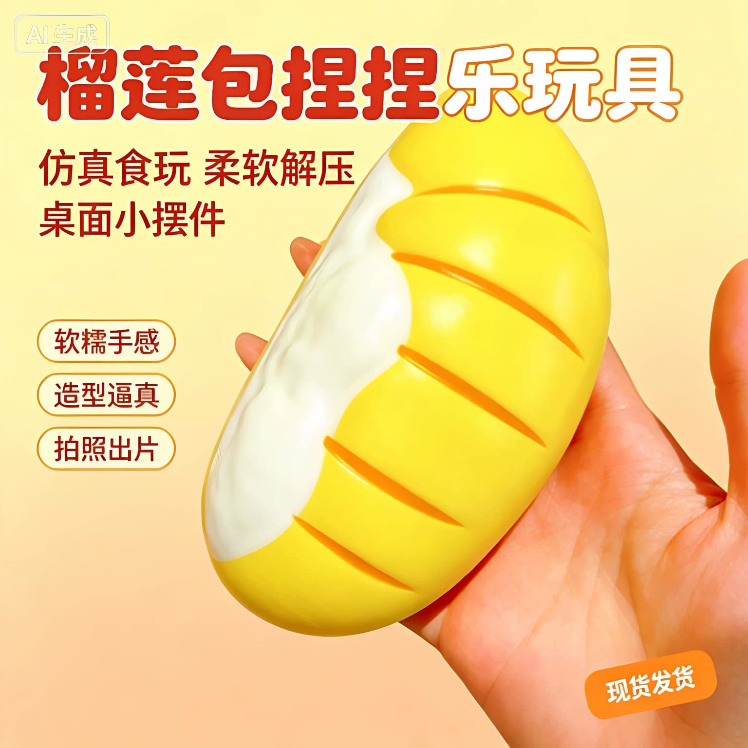 跨境新款榴莲包捏捏乐黄油棒奶糕慢回弹软胶便携解压玩具发泄神器 - 缩略图2