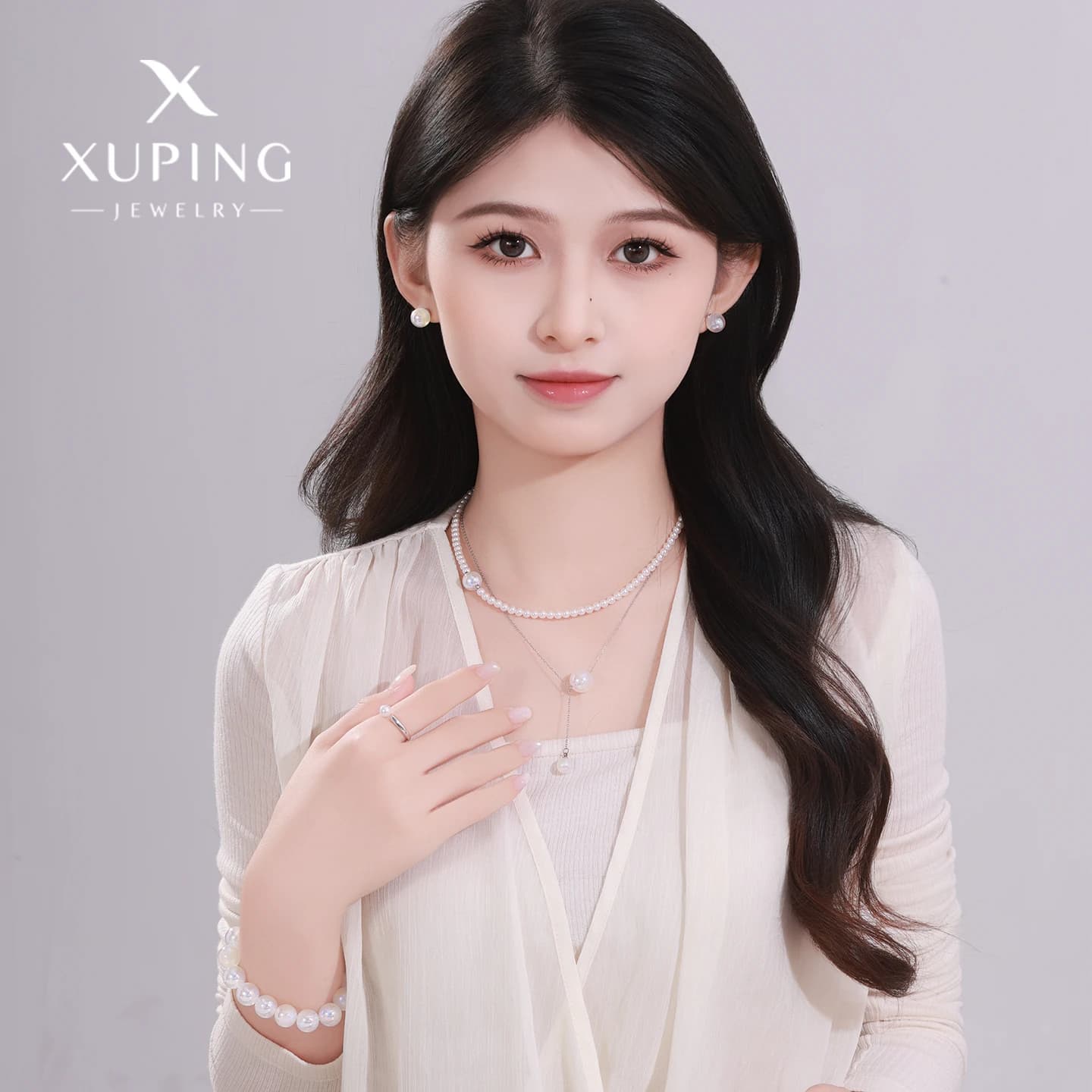 旭平月白樱落人鱼姬眼泪仿珍珠流苏项链女法式轻奢高级感锁骨链女 - 缩略图3