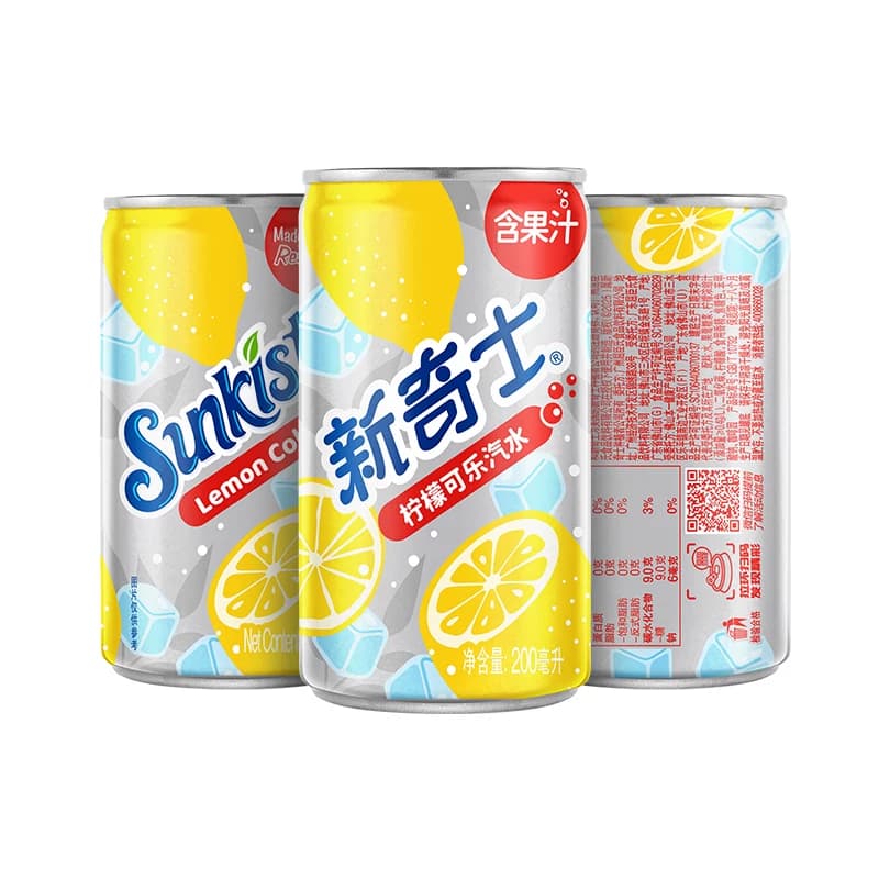 屈臣氏新奇士迷你罐柠檬青提柠檬可乐橙汁橙味果味混合味汽水饮料 - 缩略图3
