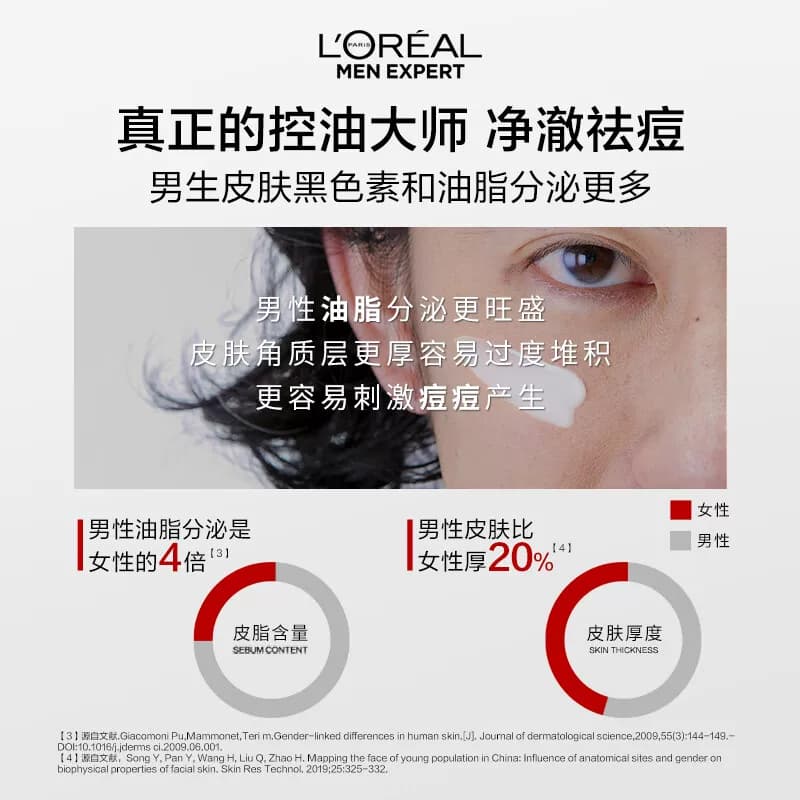 欧莱雅男士专用洗面奶火山泥控油祛痘去黑头洁面乳50ml*2 - 缩略图3