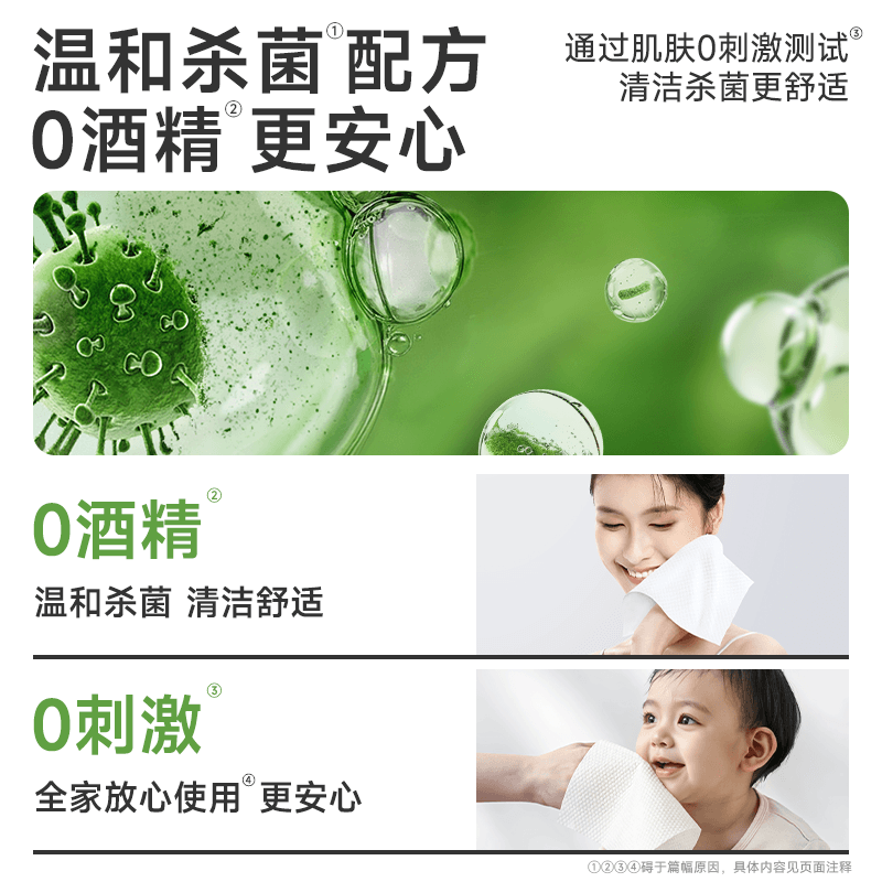 德佑99.9%杀菌湿巾无酒精卫生湿纸巾大包加厚清洁家用大包 - 缩略图3